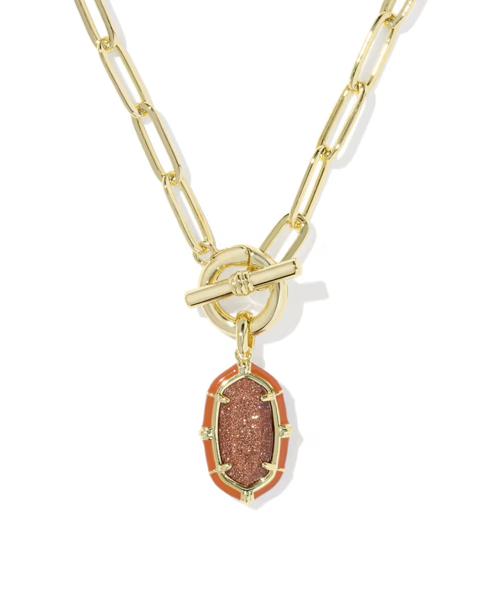Elisa Gold Enamel Link and Chain Necklace