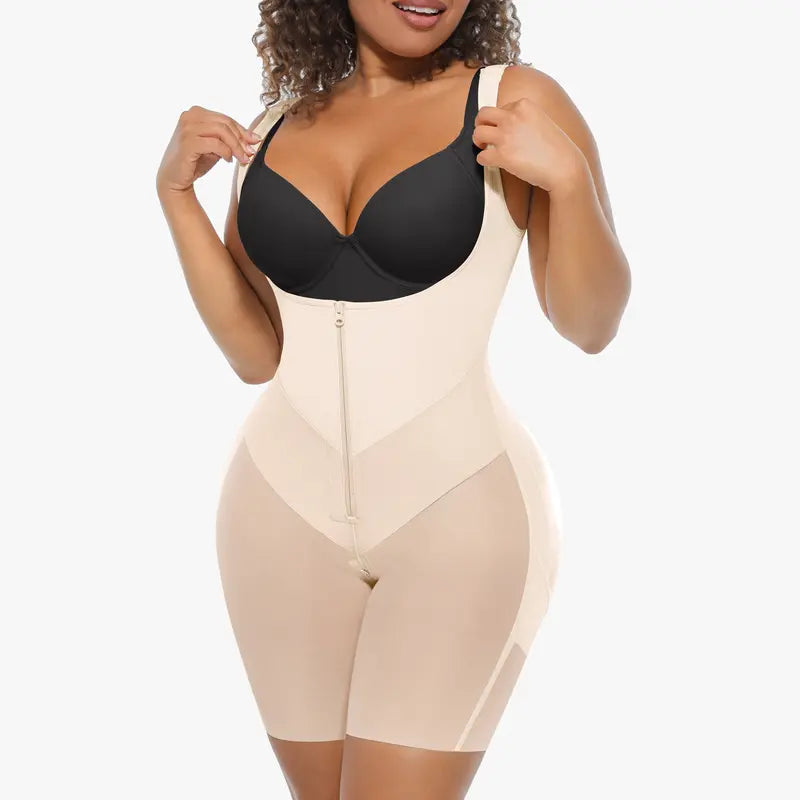 V-shaped Fajas Colombianas Shapewear Butt Lifter Bodysuit with Zipper Crotch Plus Size Smooth Compression SummerVibes