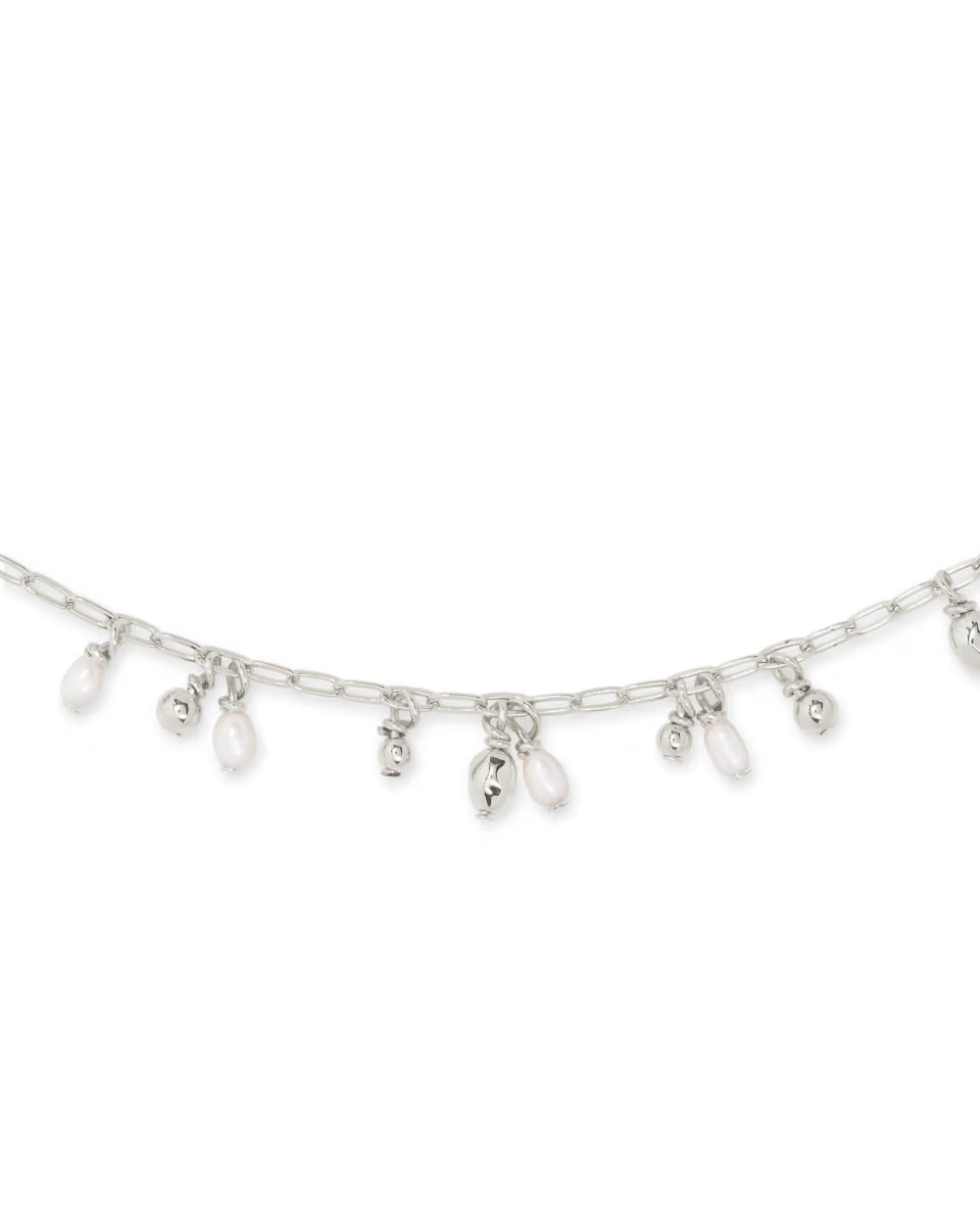 Mollie Silver Choker Necklace in Freshwater Cultured Pearl