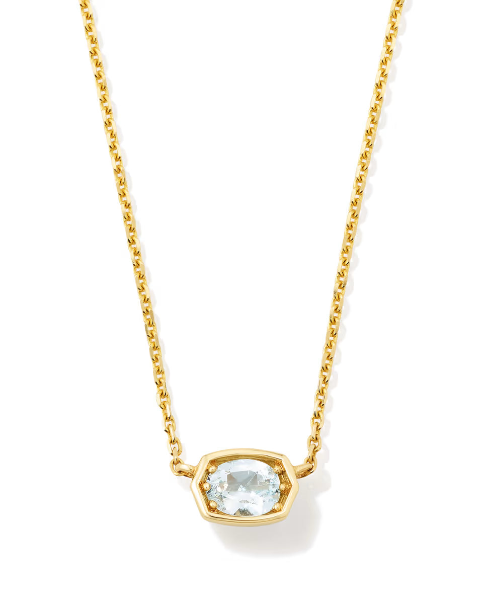 0.11 ct Marisa 14k Yellow Gold April Oval Solitaire Pendant Necklace