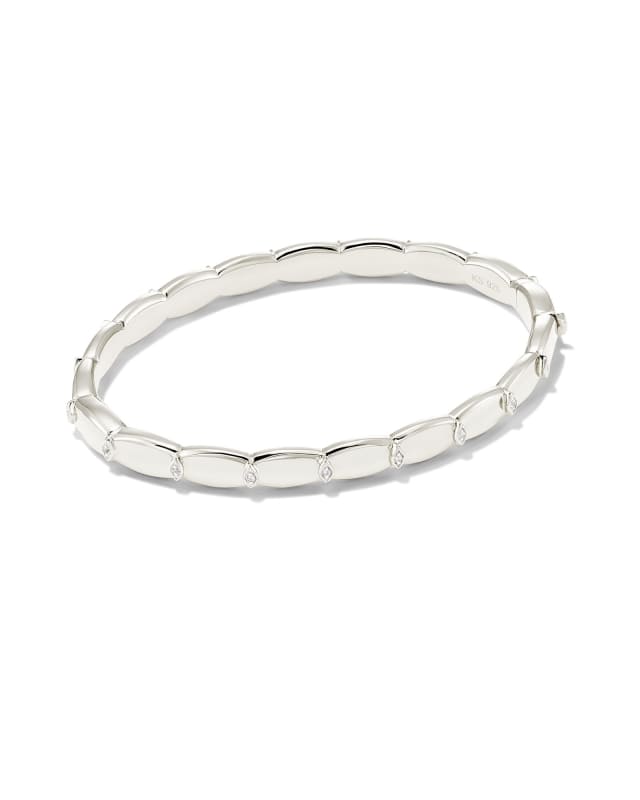 Jordan Sterling Silver Bangle Bracelet in White Sapphire
