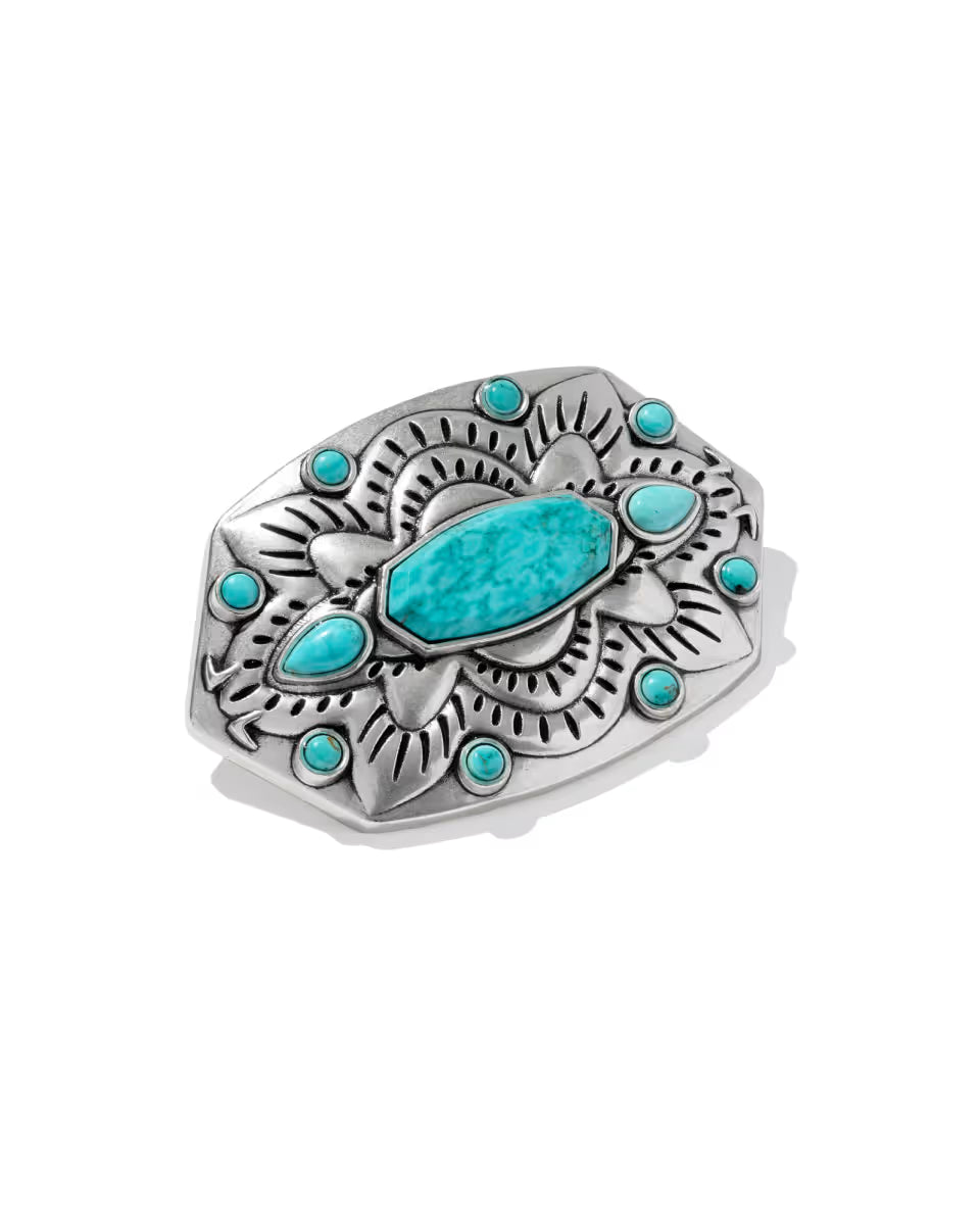 Concho Buckle with Stone in Variegated Turquoise Magnesite