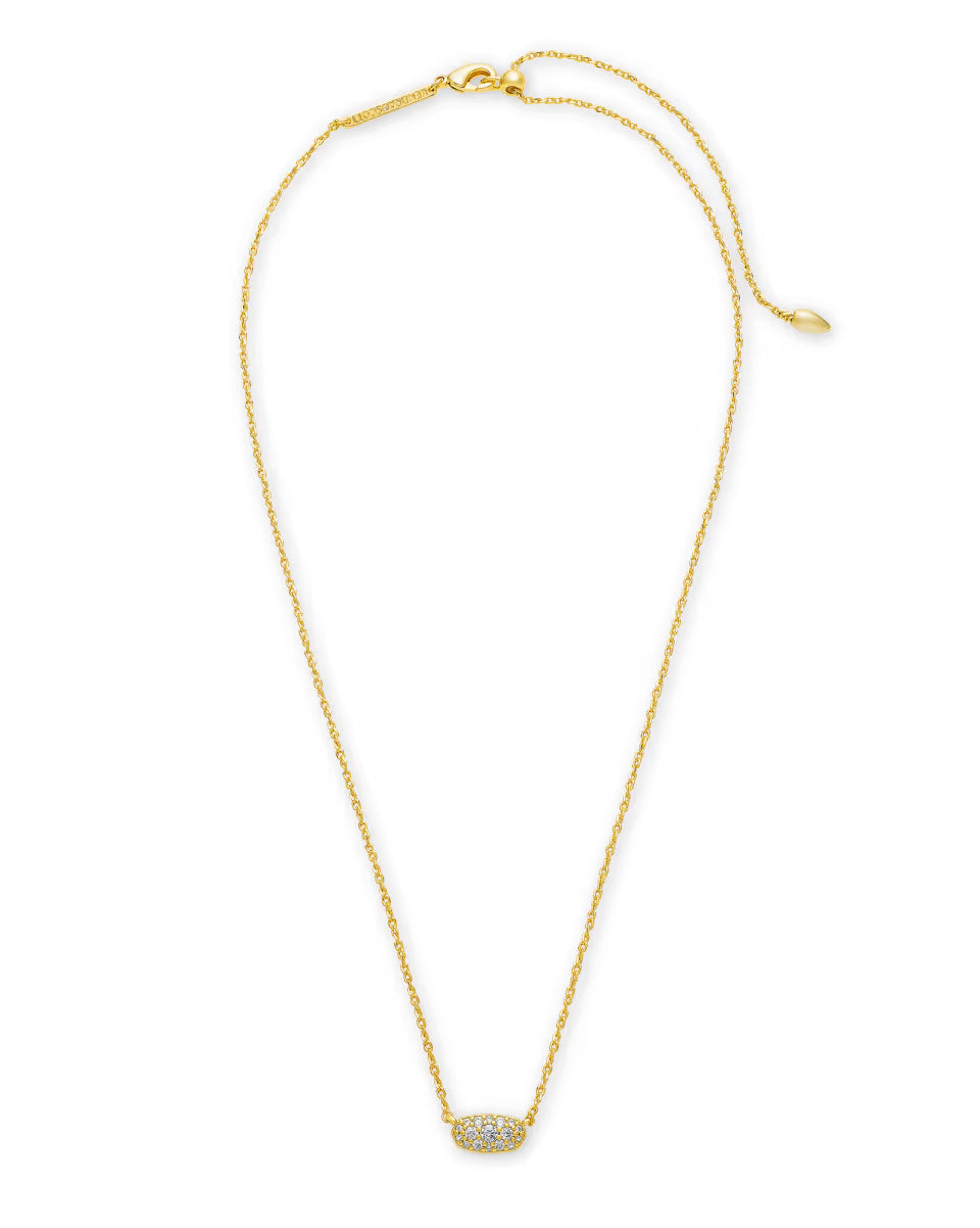 Grayson Gold Pendant Necklace in White CZ