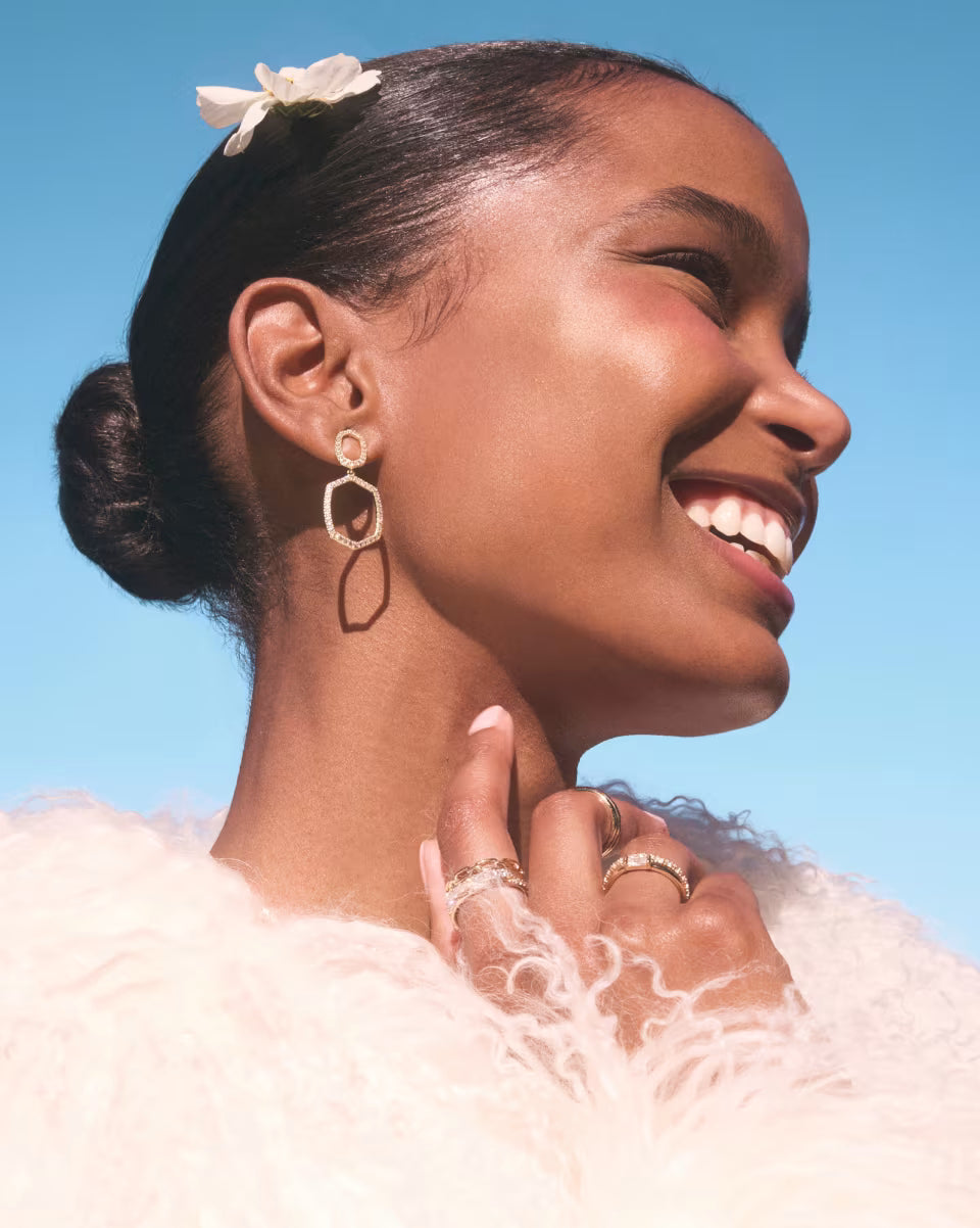 Daphne Pave Silver Open Frame Earrings