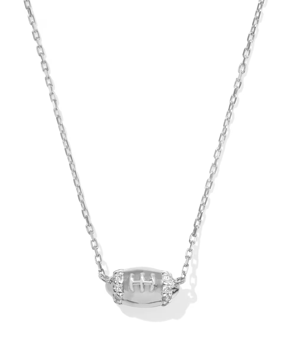 Tiny Diamond Football 14k Yellow Gold Pendant Necklace in White Diamond