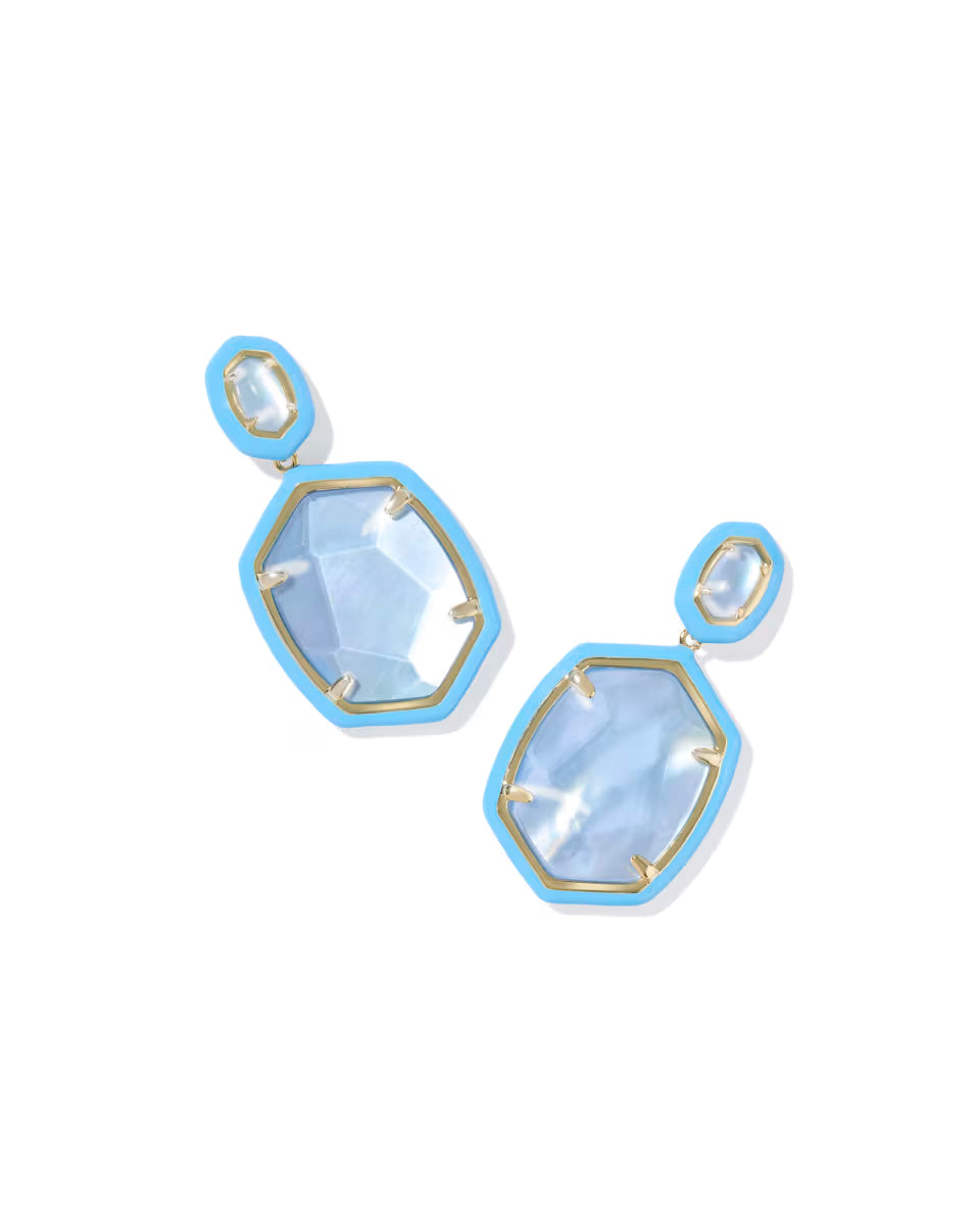 Daphne Enamel Frame Gold Drop Earrings