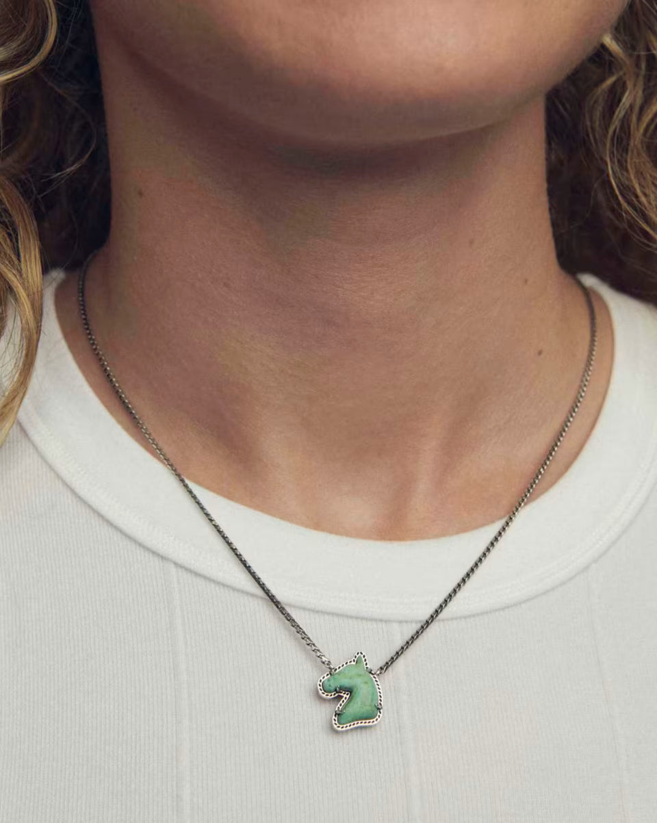 Horse Vintage Silver Short Pendant Necklace
