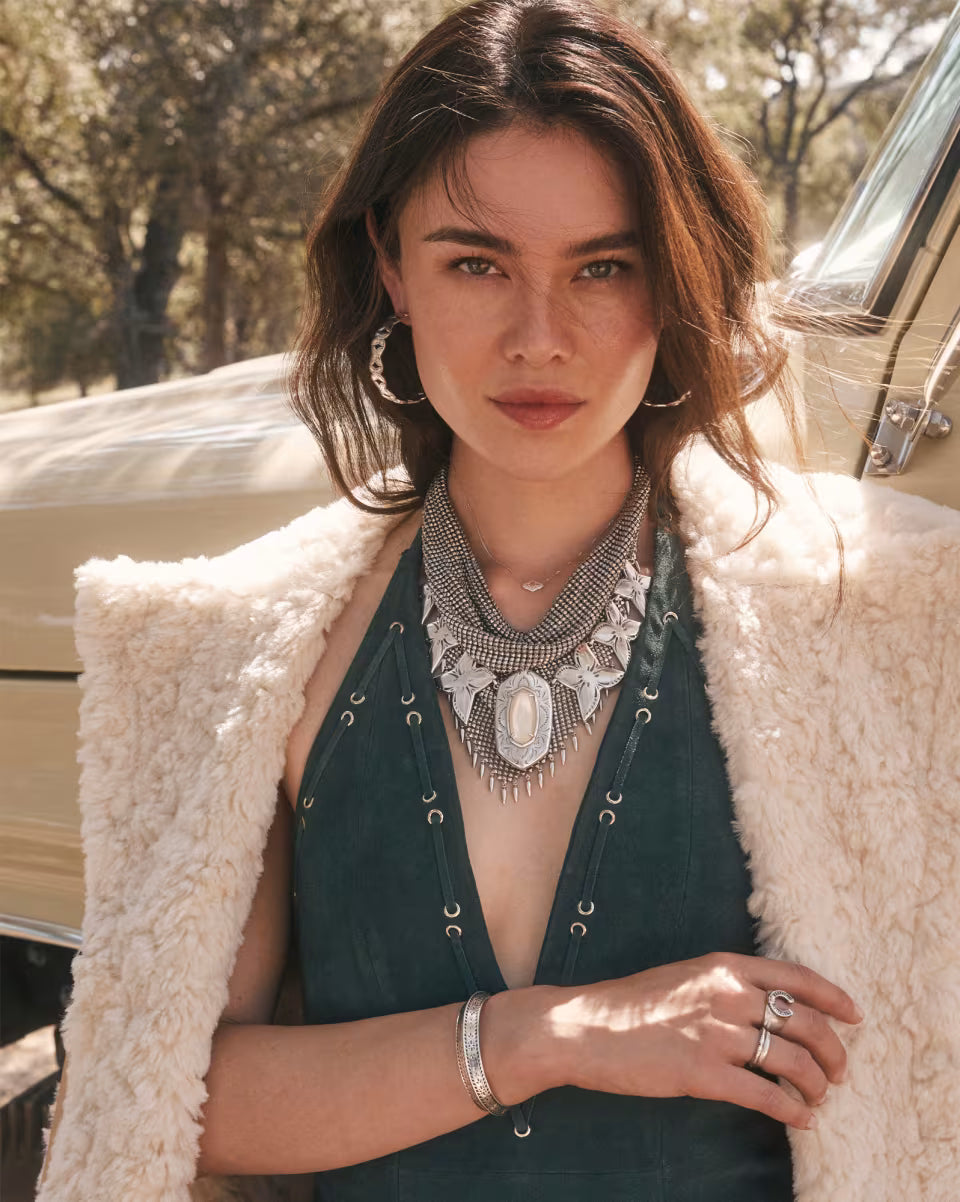 Keziah Vintage Silver Statement Bandana Necklace