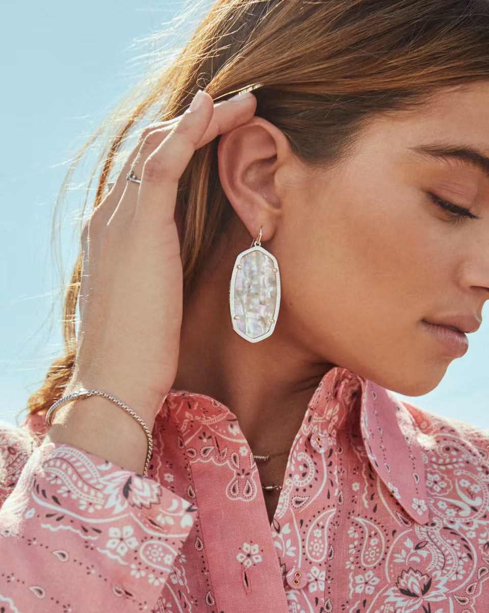 Danielle Silver Drop Earrings in Ivory Mother-of-Pearl