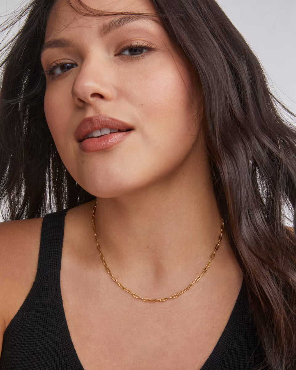 Small Paperclip Chain Necklace in 18k Gold Vermeil