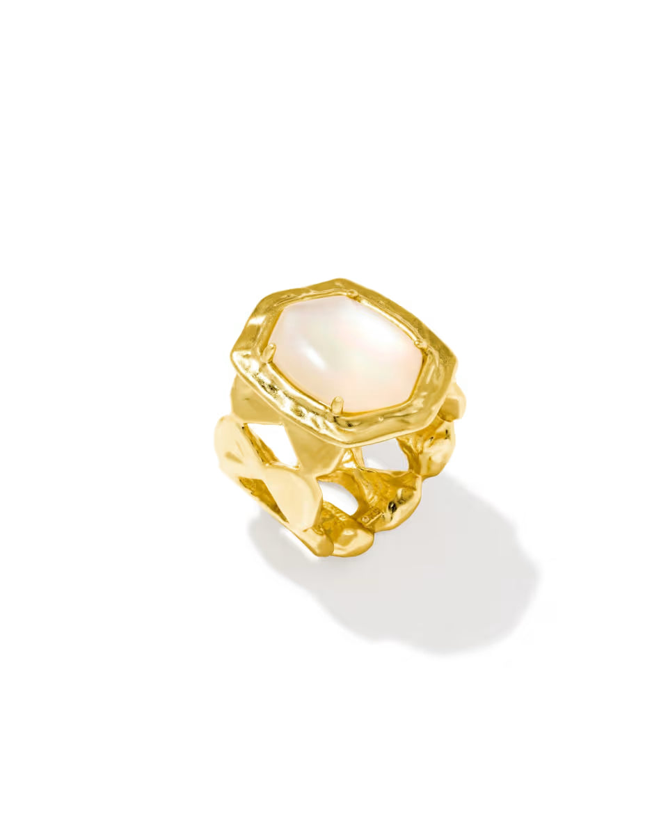Tiger Striped Daphne Gold Cocktail Ring