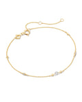 0.10 ct Floating Lab Grown White Diamond Delicate Chain Bracelet in 14k Yellow Gold