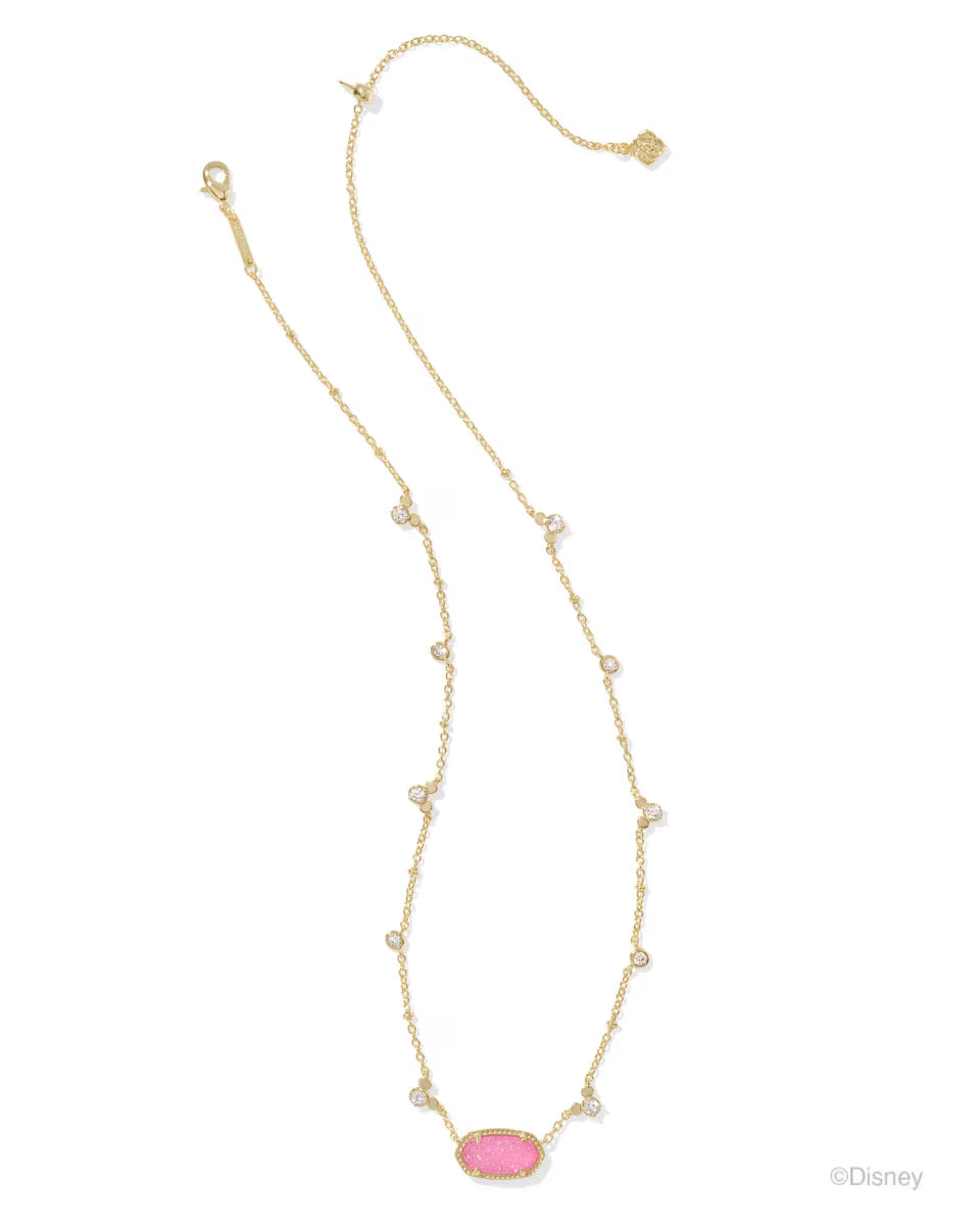 Disney | Kendra Scott Gold Mickey Mouse Elisa Short Pendant Necklace in Hot Pink Drusy
