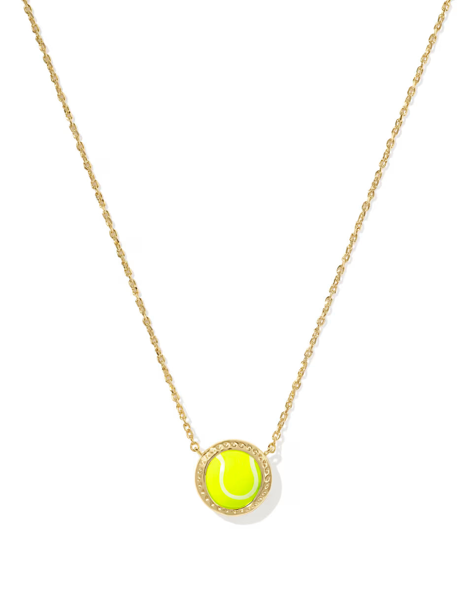 Tennis Silver Short Pendant Necklace in Chartreuse Magnesite