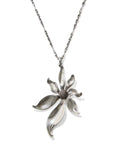 Anya Flower Vintage Silver Long Pendant Necklace