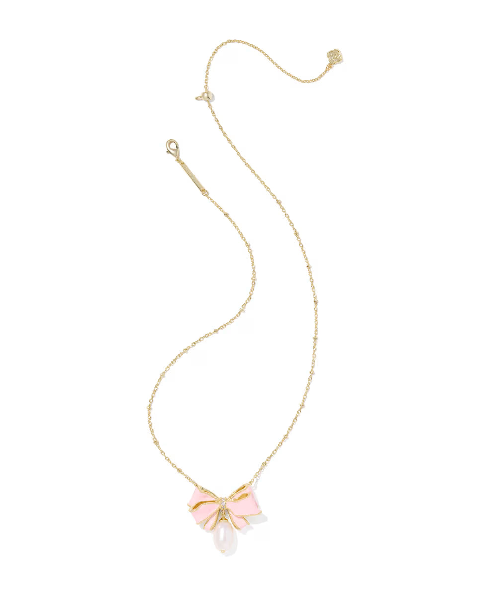 Kendra Scott x LoveShackFancy Pearl Bow Gold Necklace