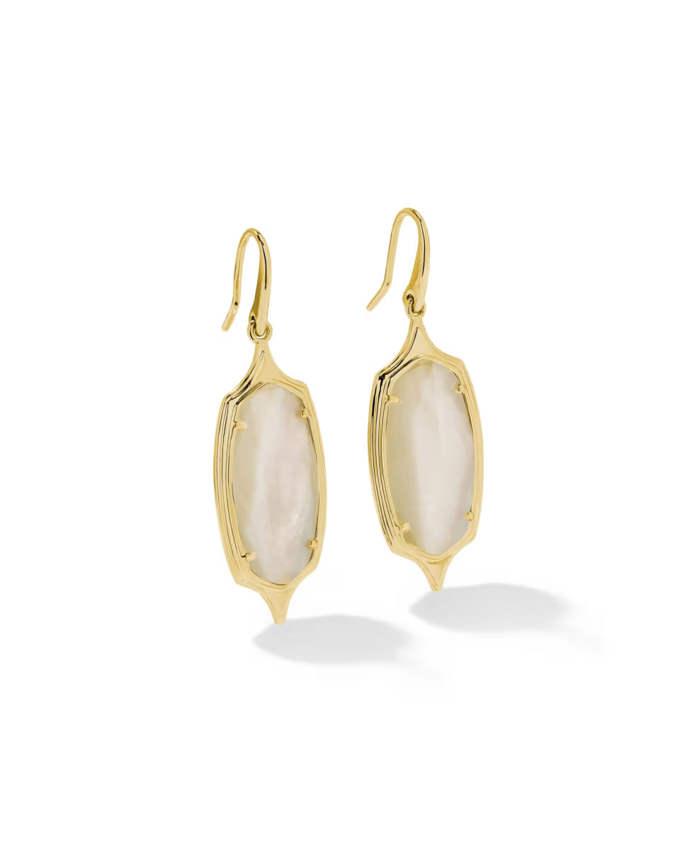 Dani Stepped Frame Gold Drop Earrings