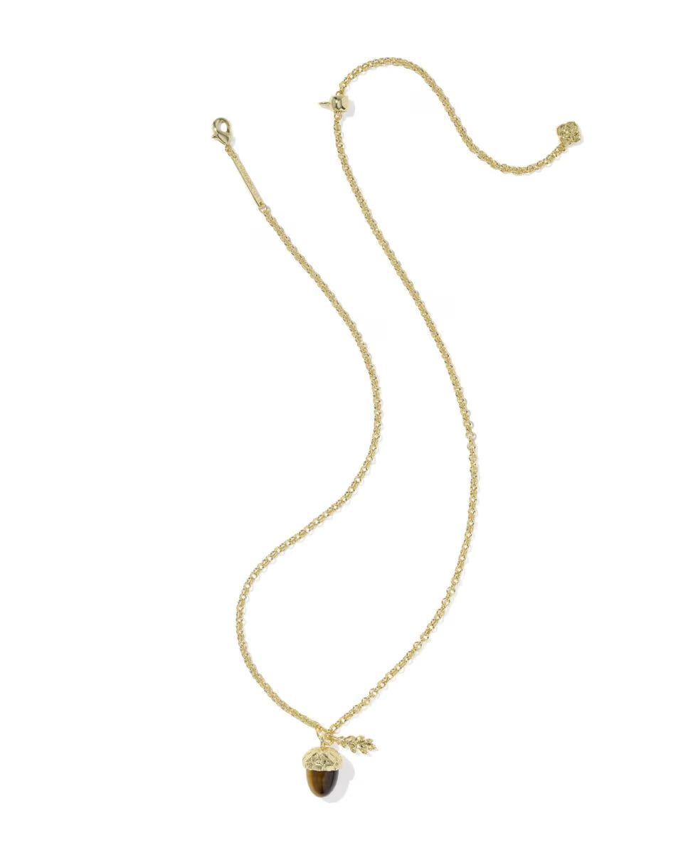 Acorn Gold Short Pendant Necklace