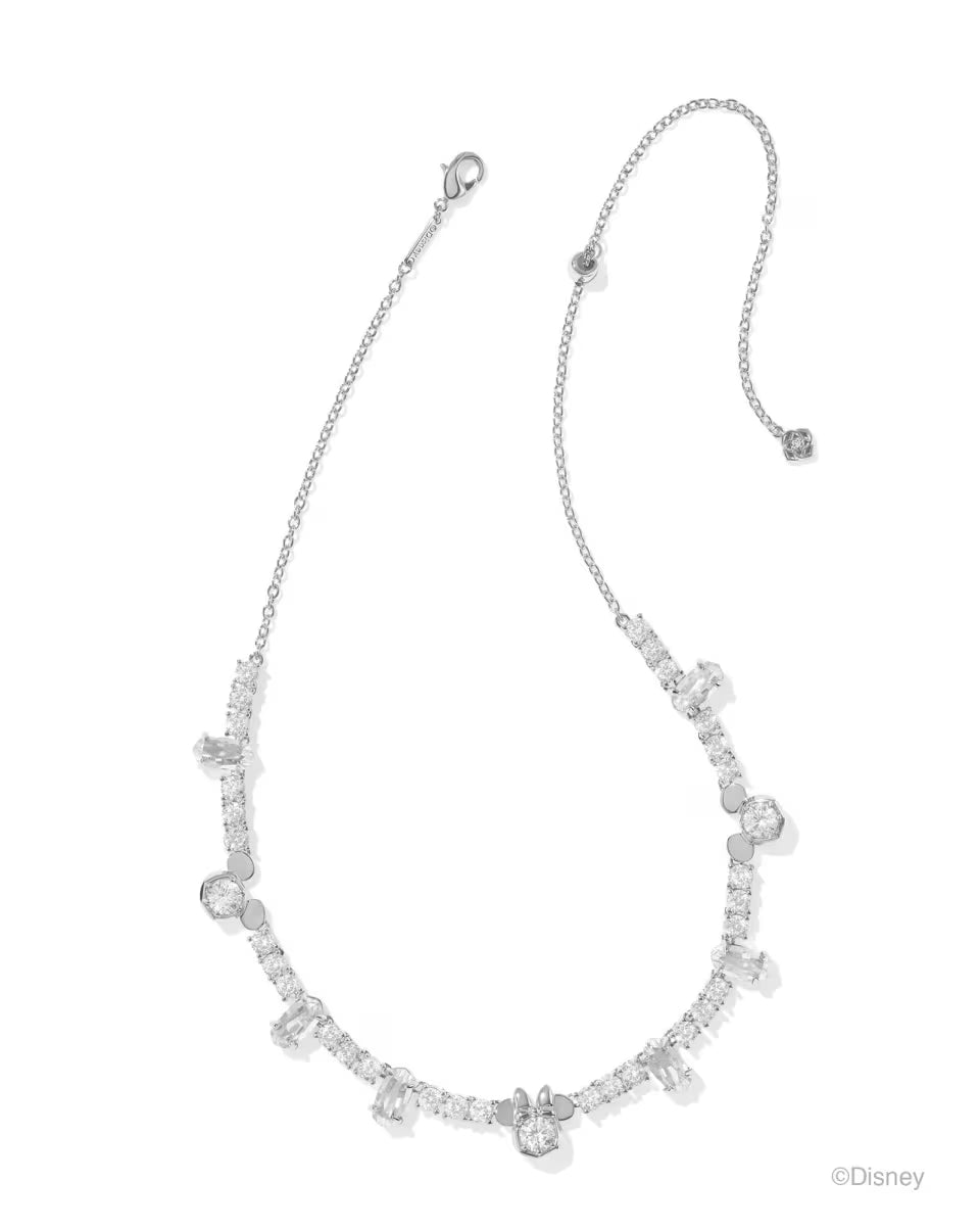 Disney | Kendra Scott Silver Mickey Mouse and Minnie Mouse Tennis Necklace in White CZ