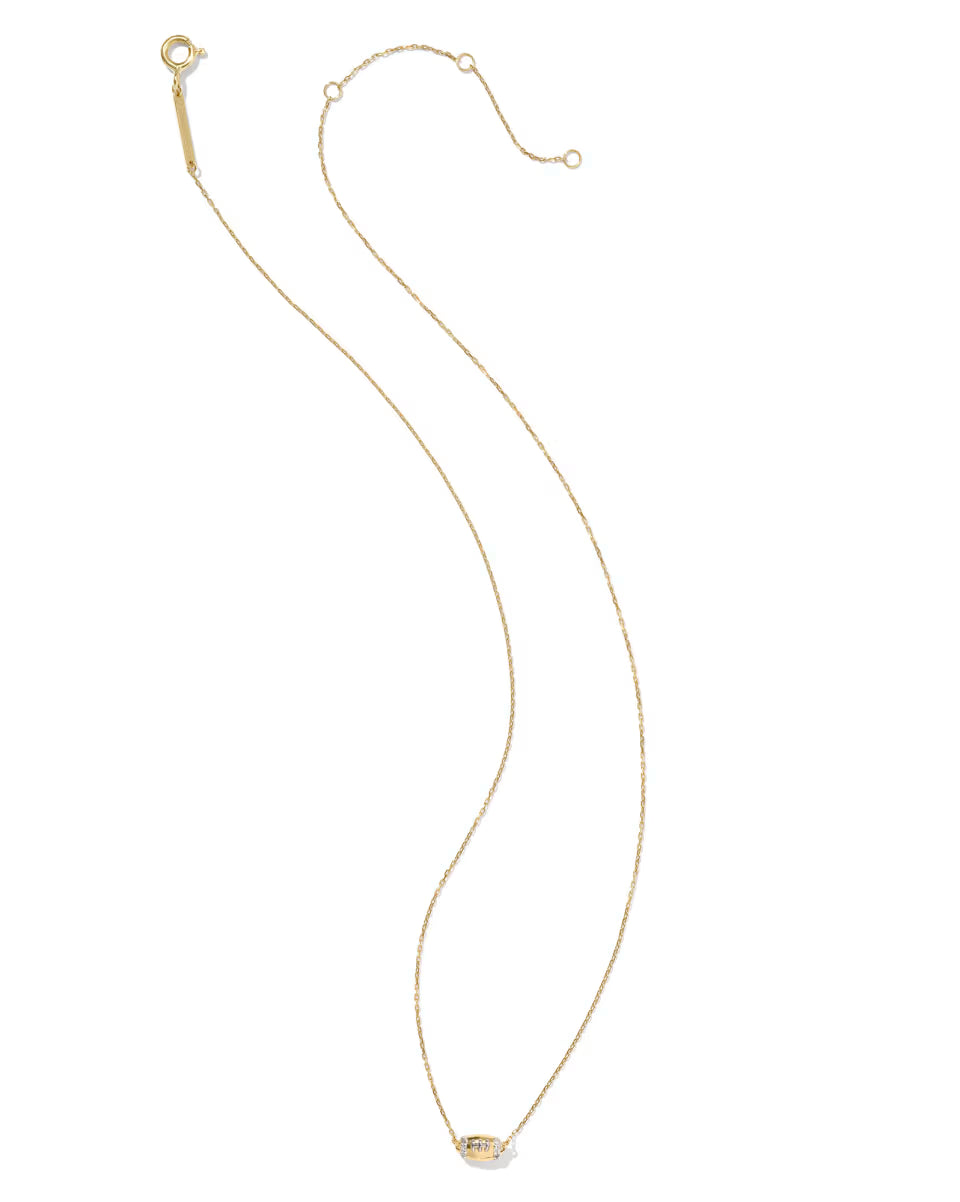 Tiny Diamond Football 14k Yellow Gold Pendant Necklace in White Diamond