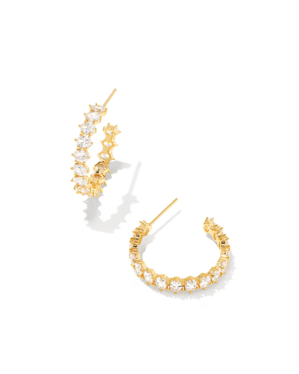 Cailin Silver Crystal Hoop Earrings in White CZ