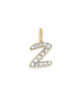14k Yellow Gold Letter U Charm in White Diamond