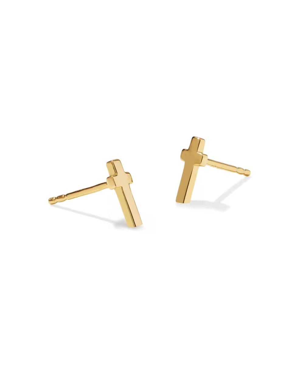 Cross 18k Gold Vermeil Stud Earrings