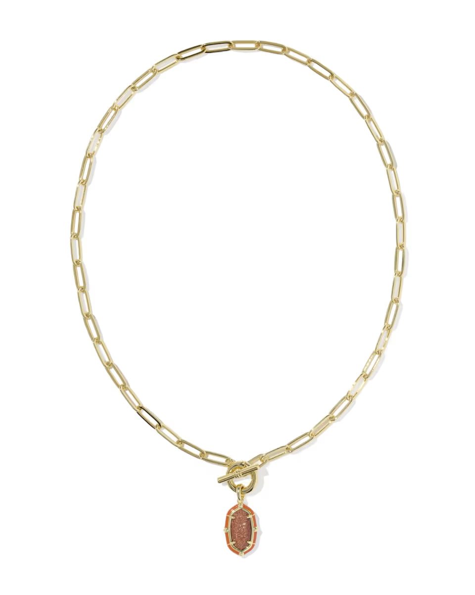 Elisa Gold Enamel Link and Chain Necklace