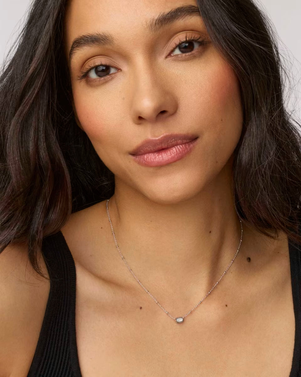 Mini Elisa Silver Satellite Short Pendant Necklace in Ivory Mother-of-Pearl