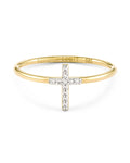 Cross 14k White Gold Band Ring in White Diamond