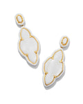 Abbie Gold Enamel Frame Statement Earrings in White Mother-of-Pearl