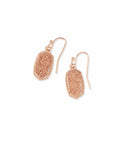Lee Rose Gold Drop Earrings in Dichroic Glass