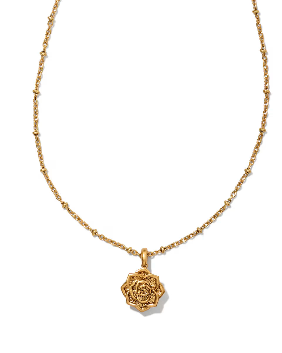 Ansel Rose Short Pendant Necklace in Vintage Silver