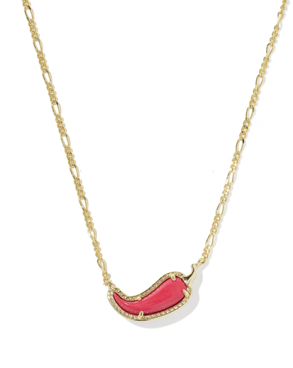 Chili Pepper Gold Short Pendant Necklace