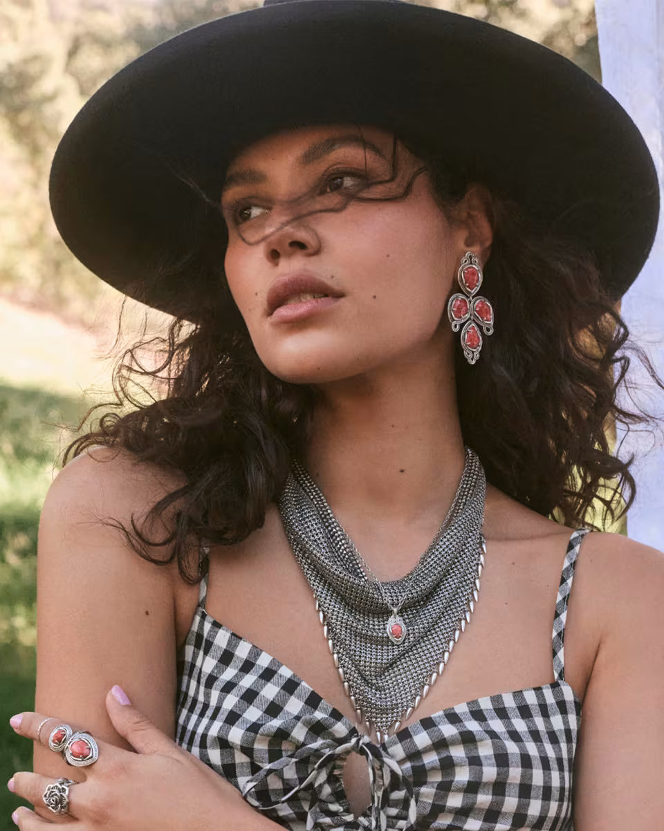 Keziah Vintage Silver Statement Bandana Necklace