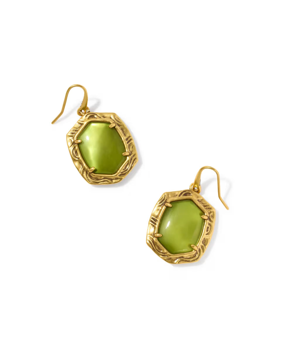 Tiger Striped Daphne Gold Drop Earrings