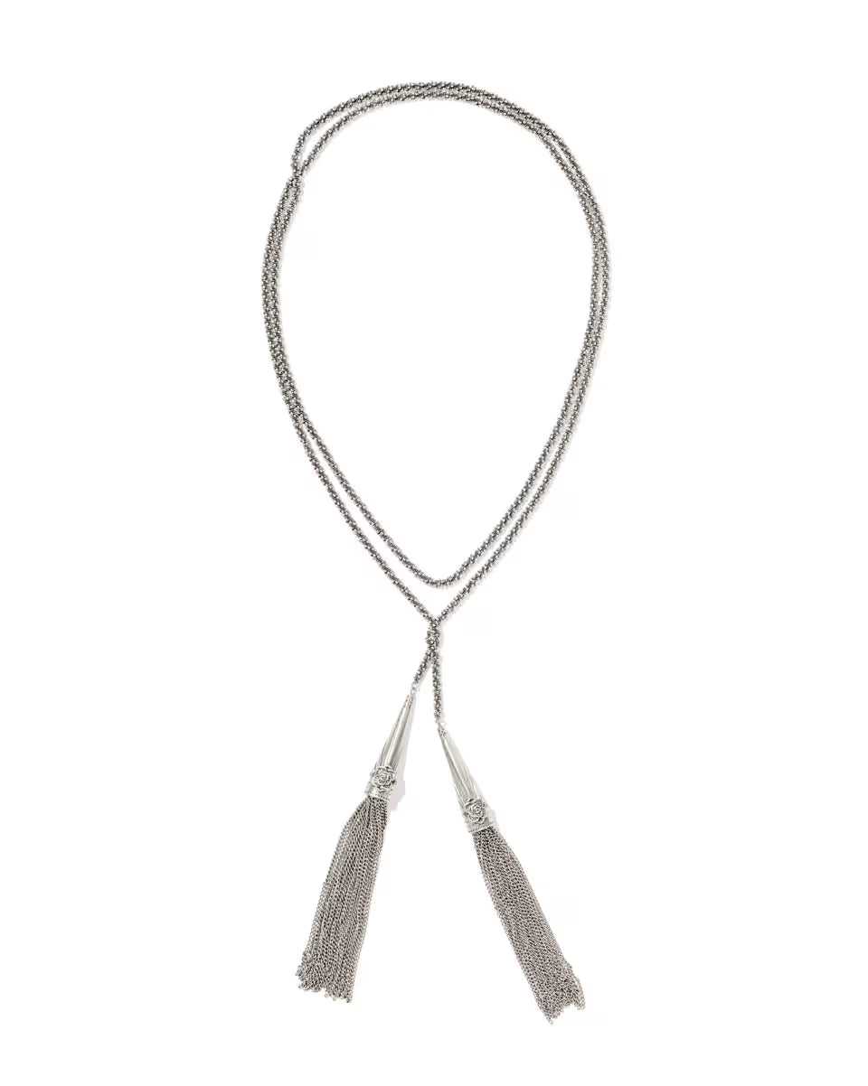 Ansel Rose Vintage Silver Lariat Necklace