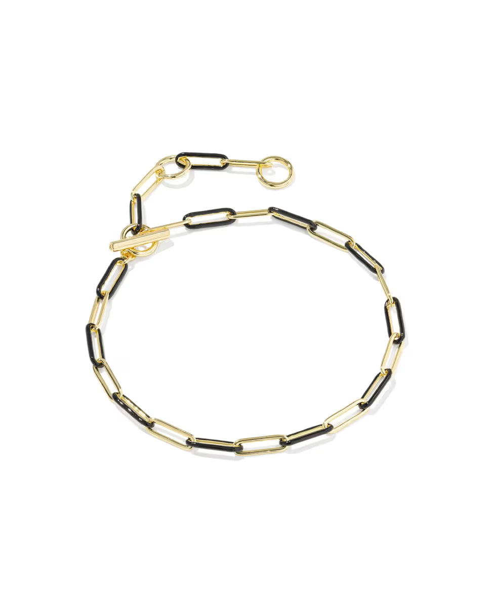 Courtney Gold Enamel Link and Chain Bracelet