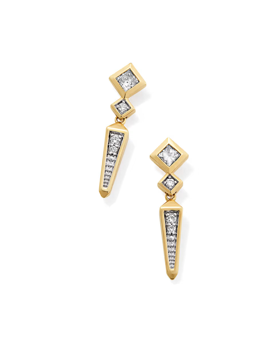 0.41 ct Lab Grown Diamond Michelle 14k Yellow Gold Small Spike Drop Earrings