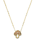 Mushroom Gold Short Pendant Necklace