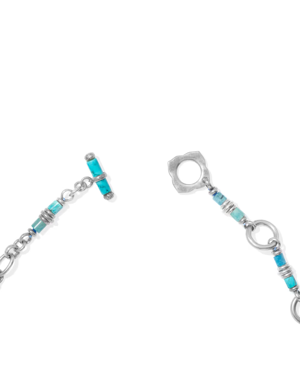 Bree Vintage Gold Chain Necklace in Teal Mix