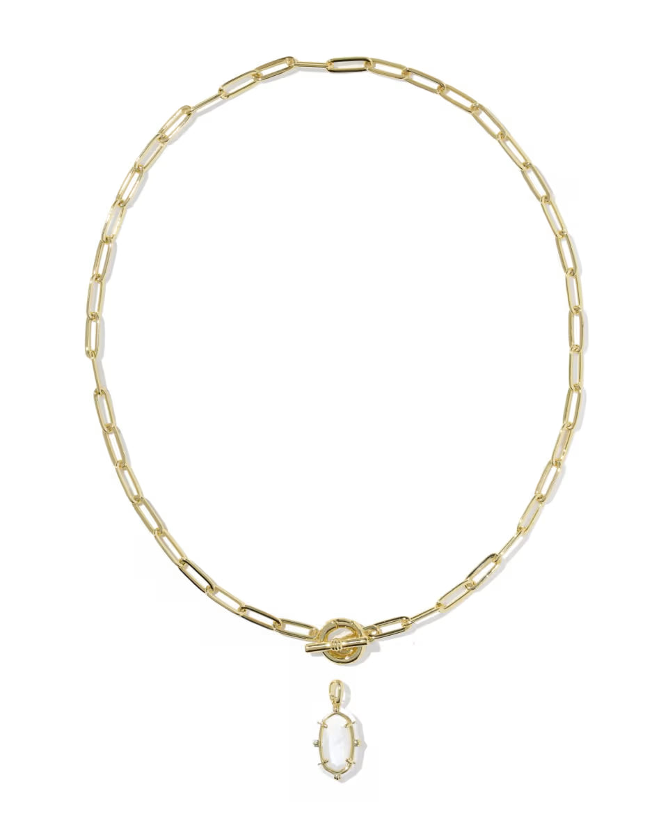 Elisa Gold Enamel Link and Chain Necklace