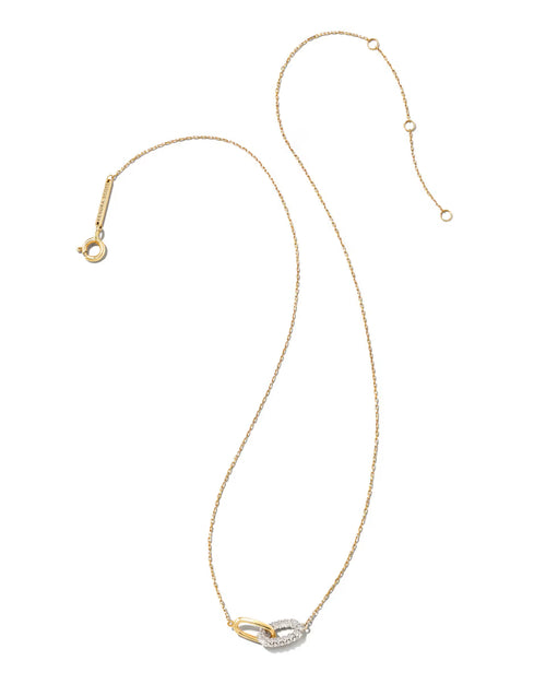 0.24 ct Elisa 14k Yellow Gold Interlocking Pendant Necklace in White Diamond