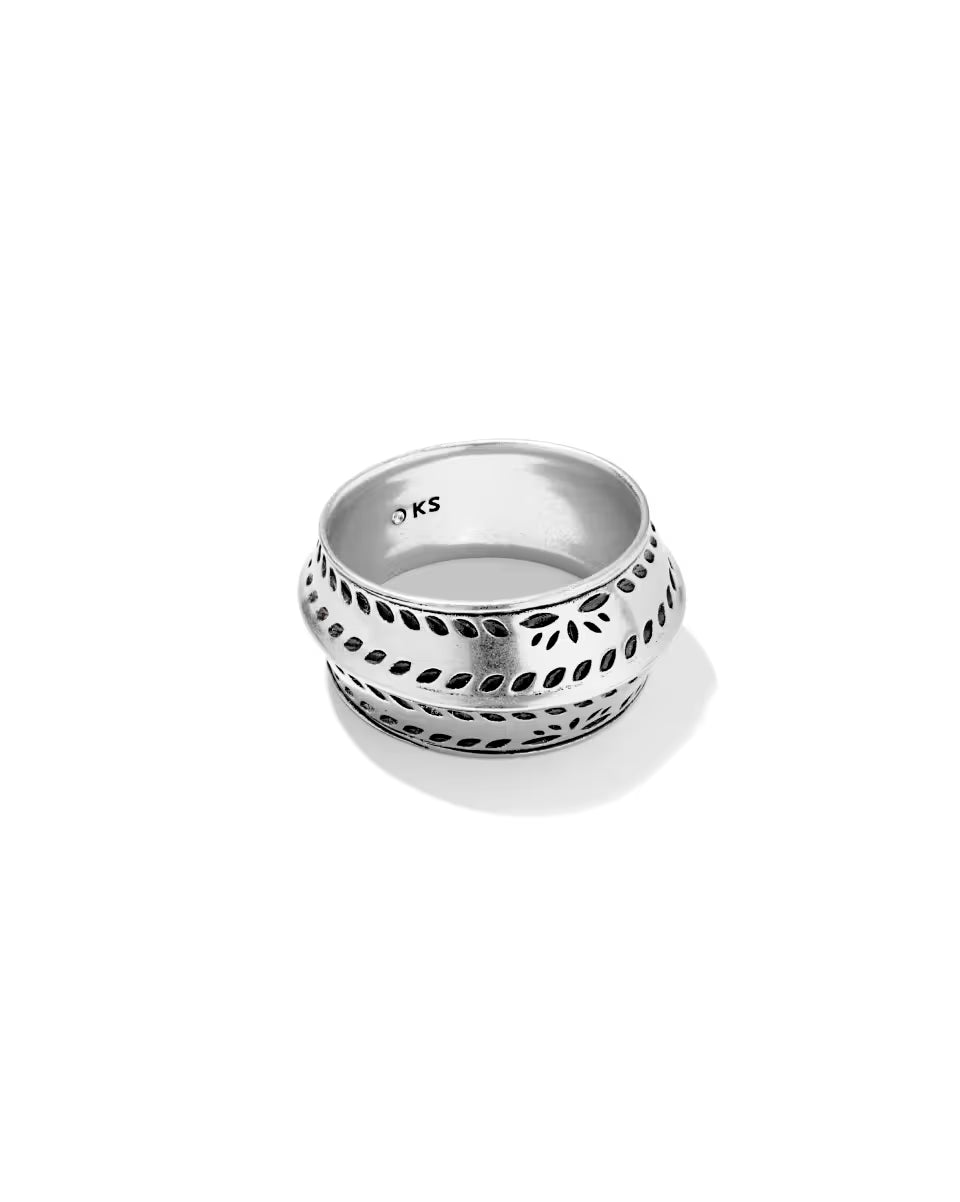 Keziah Vintage Silver Etch Frame Band Ring
