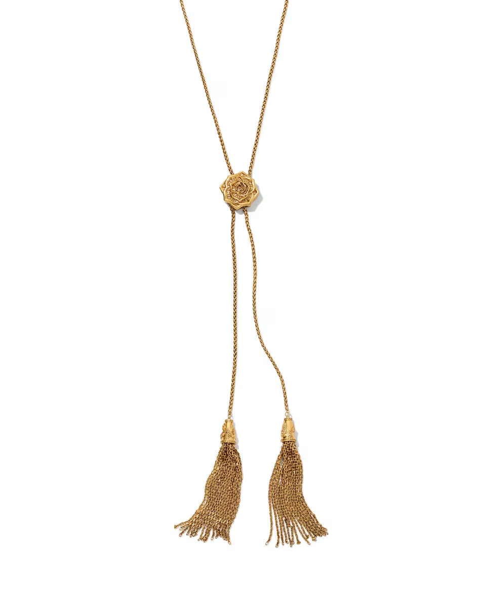 Ansel Rose Bolo Necklace in Vintage Gold