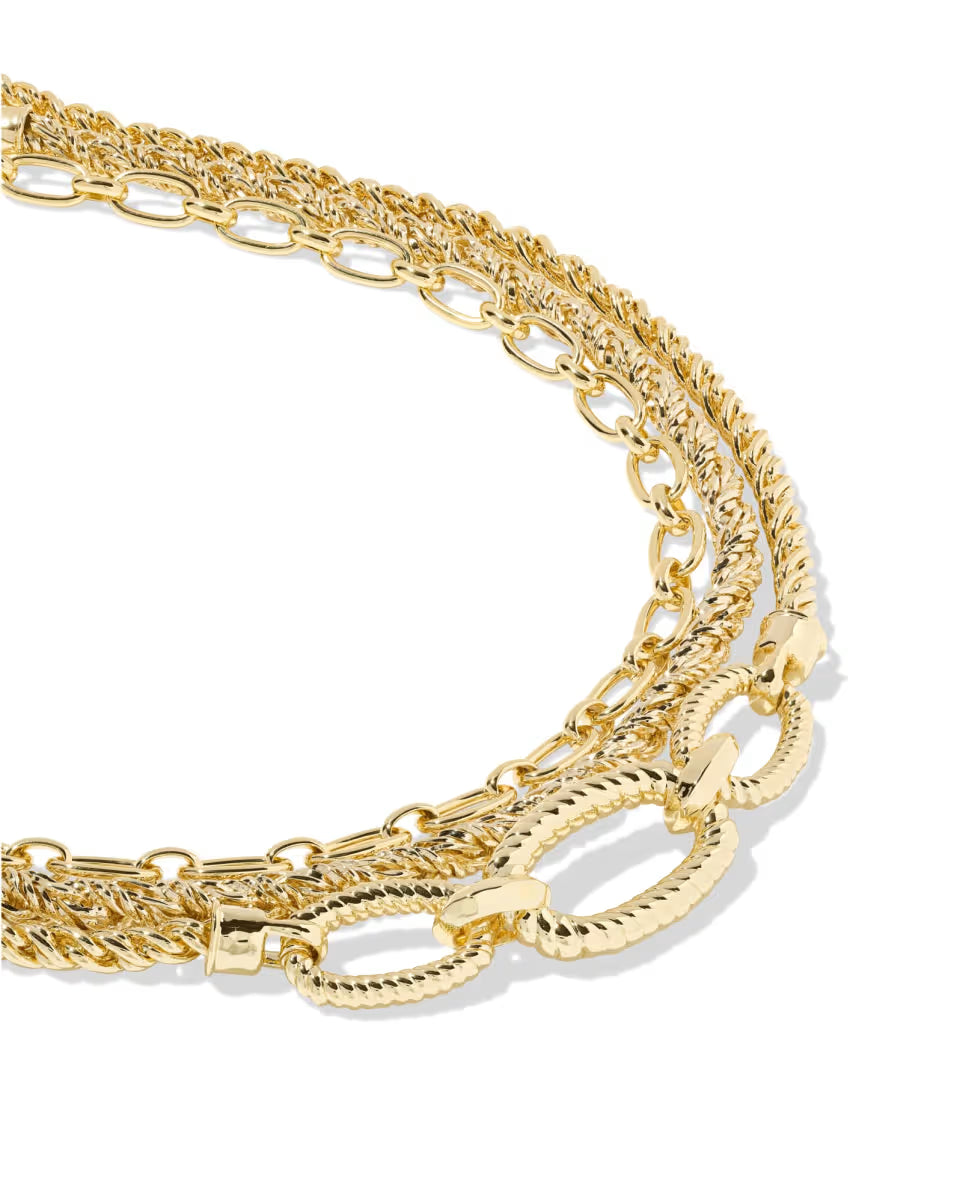 Sandy Gold Multi Strand Chain Necklace