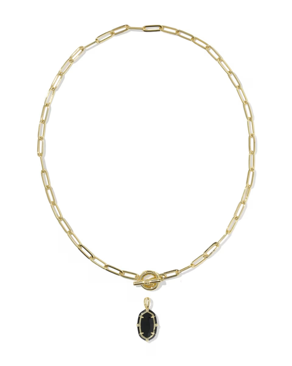 Elisa Gold Enamel Link and Chain Necklace