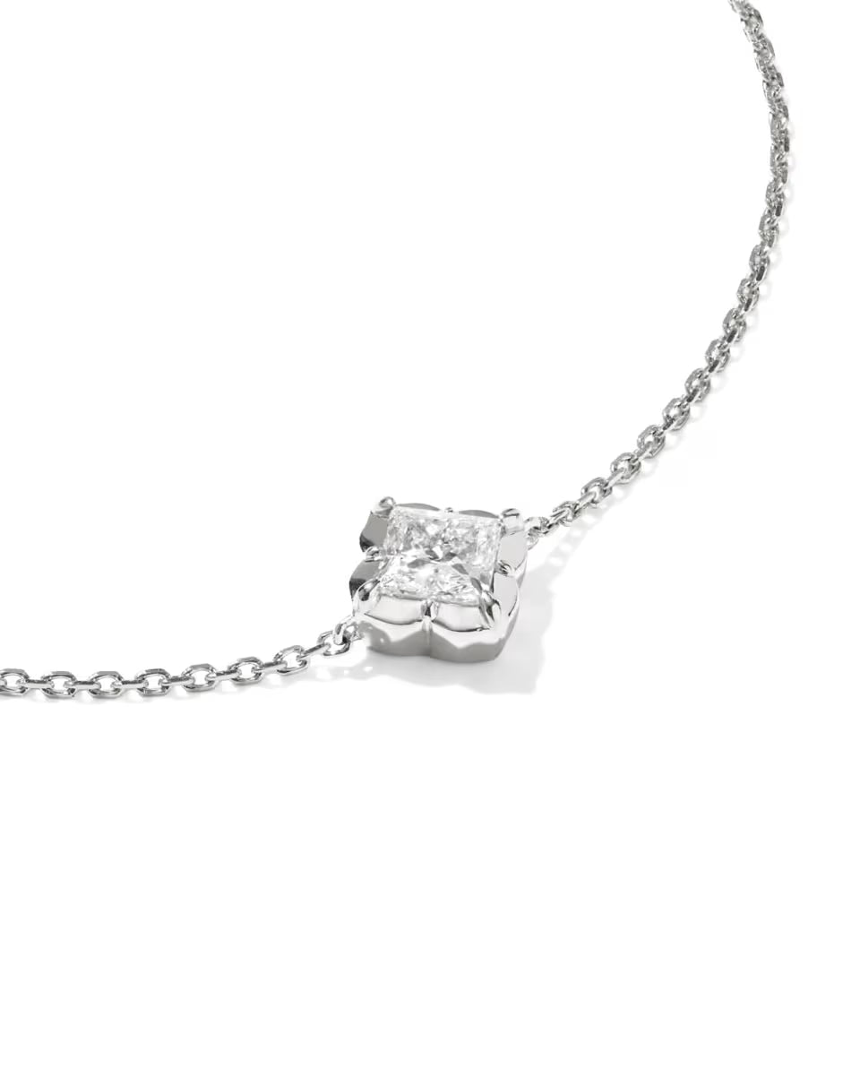 0.45 ct Lab Grown White Diamond Dira Princess 14k White Gold Delicate Chain Bracelet