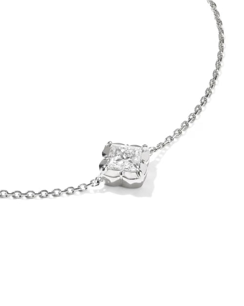 0.45 ct Lab Grown White Diamond Dira Princess 14k White Gold Delicate Chain Bracelet