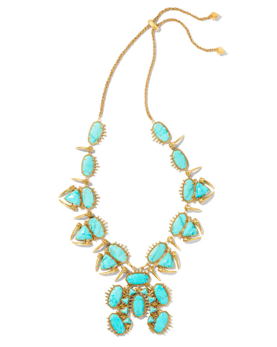Odessa Vintage Gold Statement Necklace in Iridescent Abalone